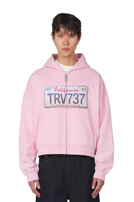 License Plate Zip Hoodie Pink sold by Trendt Vision