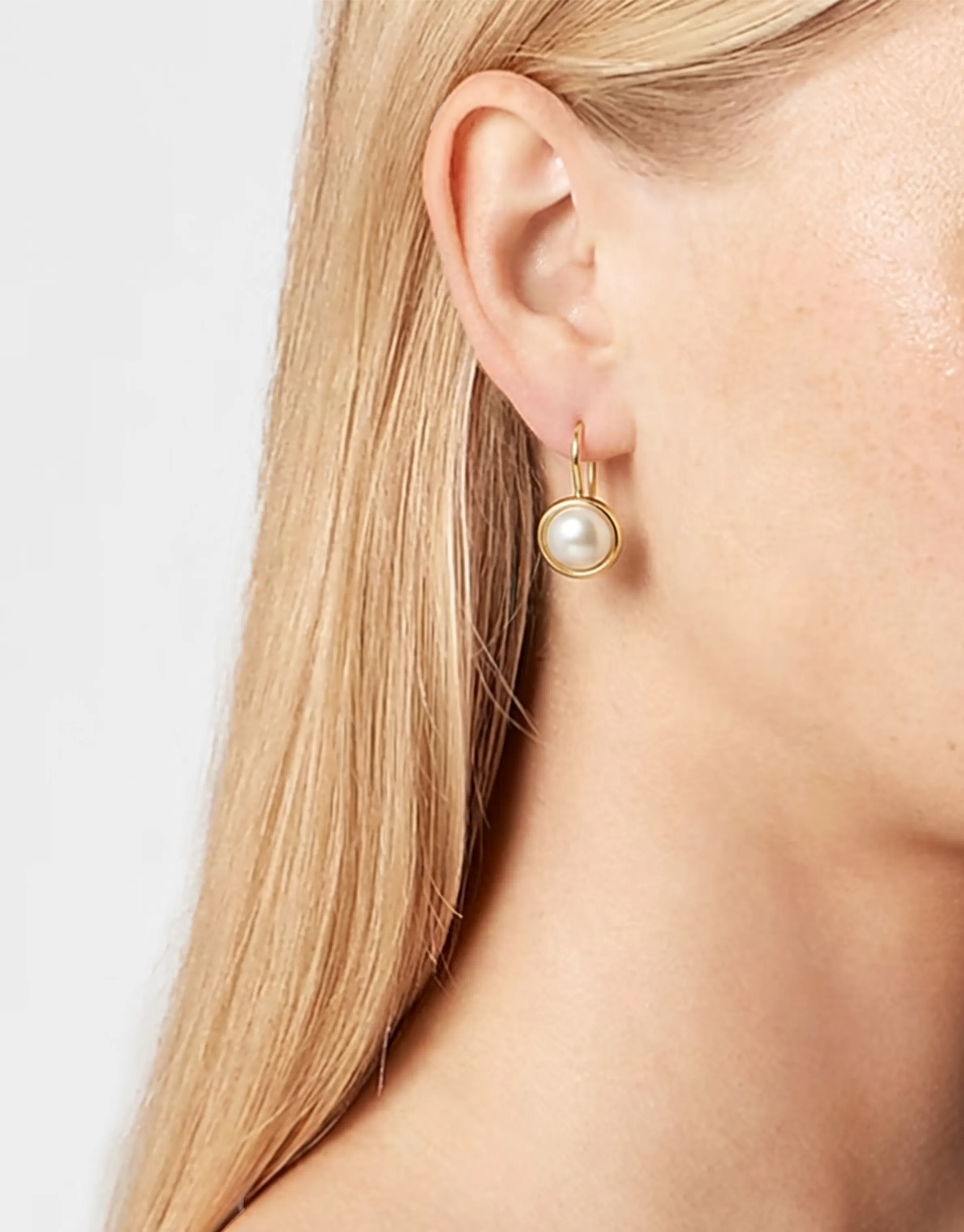 Pearl Bezel French Hook Earring sold by Shashi product image thumbnail 3