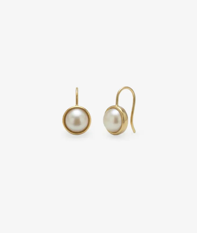 Pearl Bezel French Hook Earring sold by Shashi