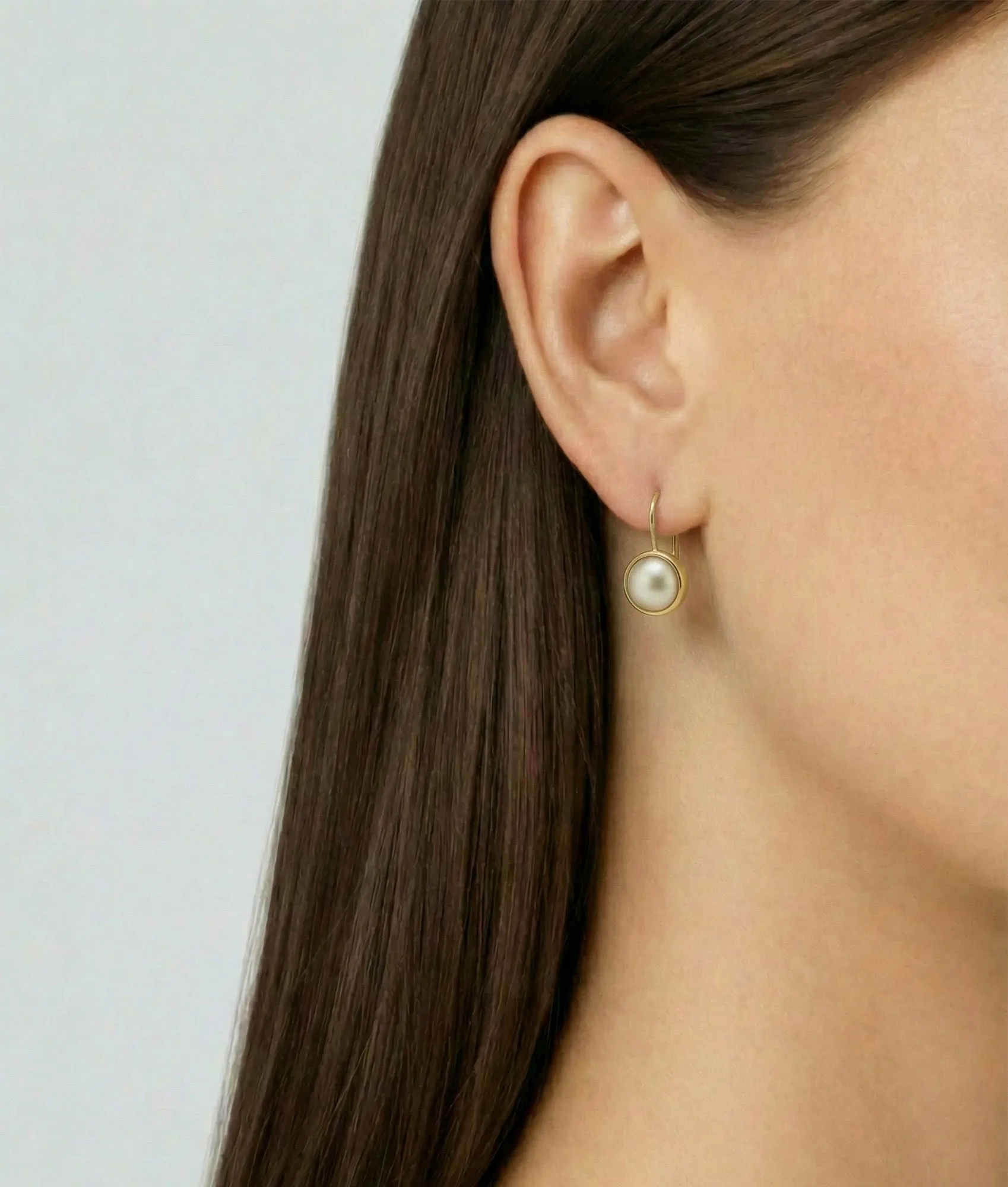 Pearl Bezel French Hook Earring sold by Shashi product image thumbnail 2