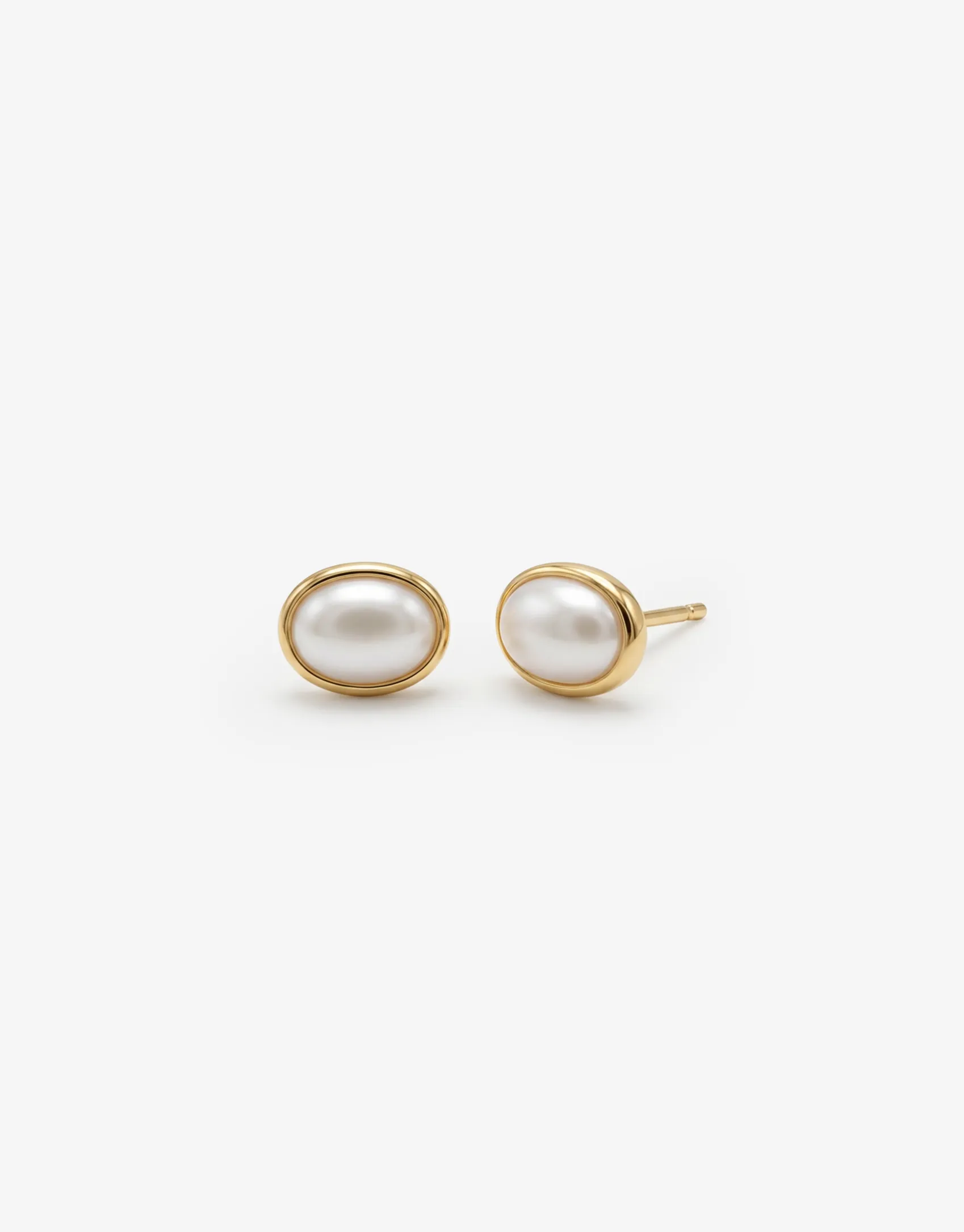 Oval Pearl Bezel Stud sold by Shashi