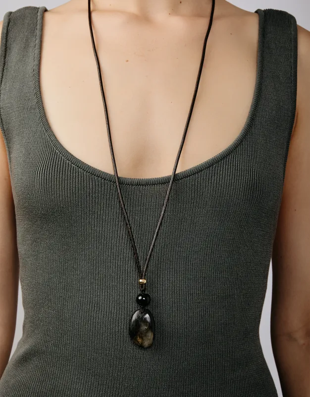 Gemstone Pendant Necklace, Long made by Shashi