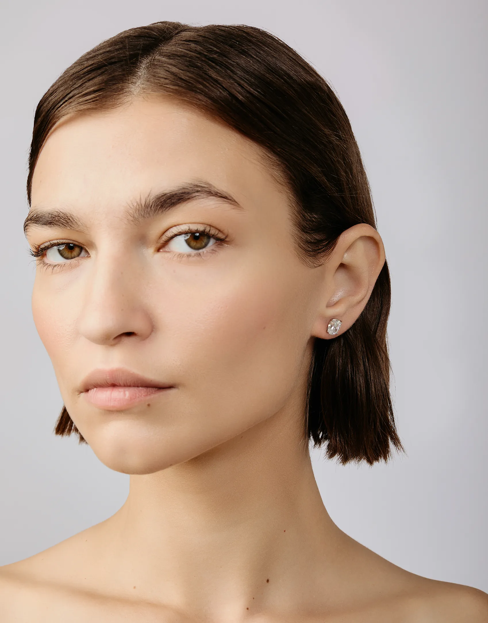 Oval Solitaire Stud Earring sold by Shashi