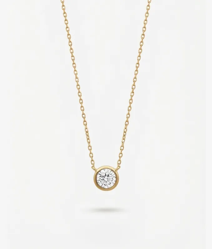 Bezel Solitaire Moissanite Necklace made by Shashi