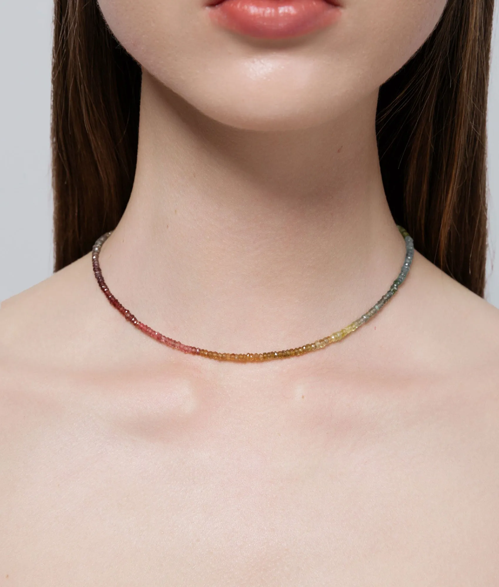 Aisha Gemstone Necklace, Muted Rainbow sold by Shashi product image thumbnail 4