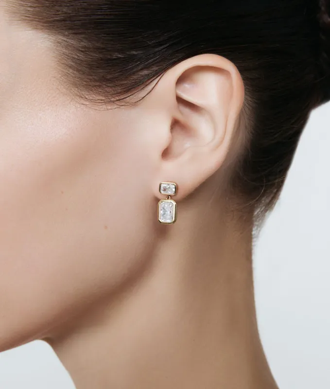 Emerald Baguette Drop Earring sold by Shashi