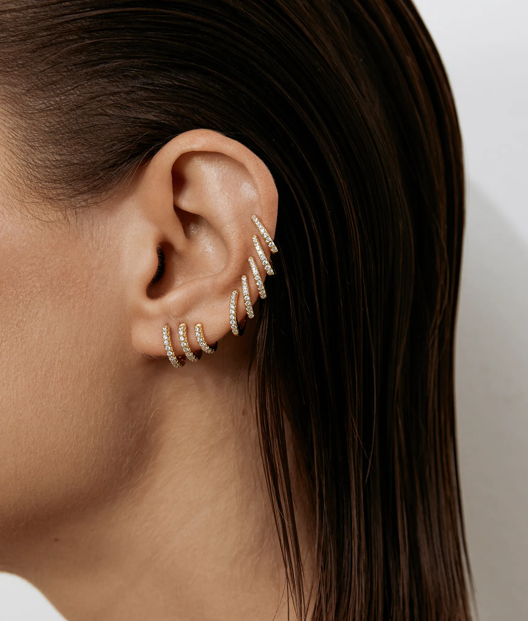 Katerina Triple Pave Hoop sold by Shashi