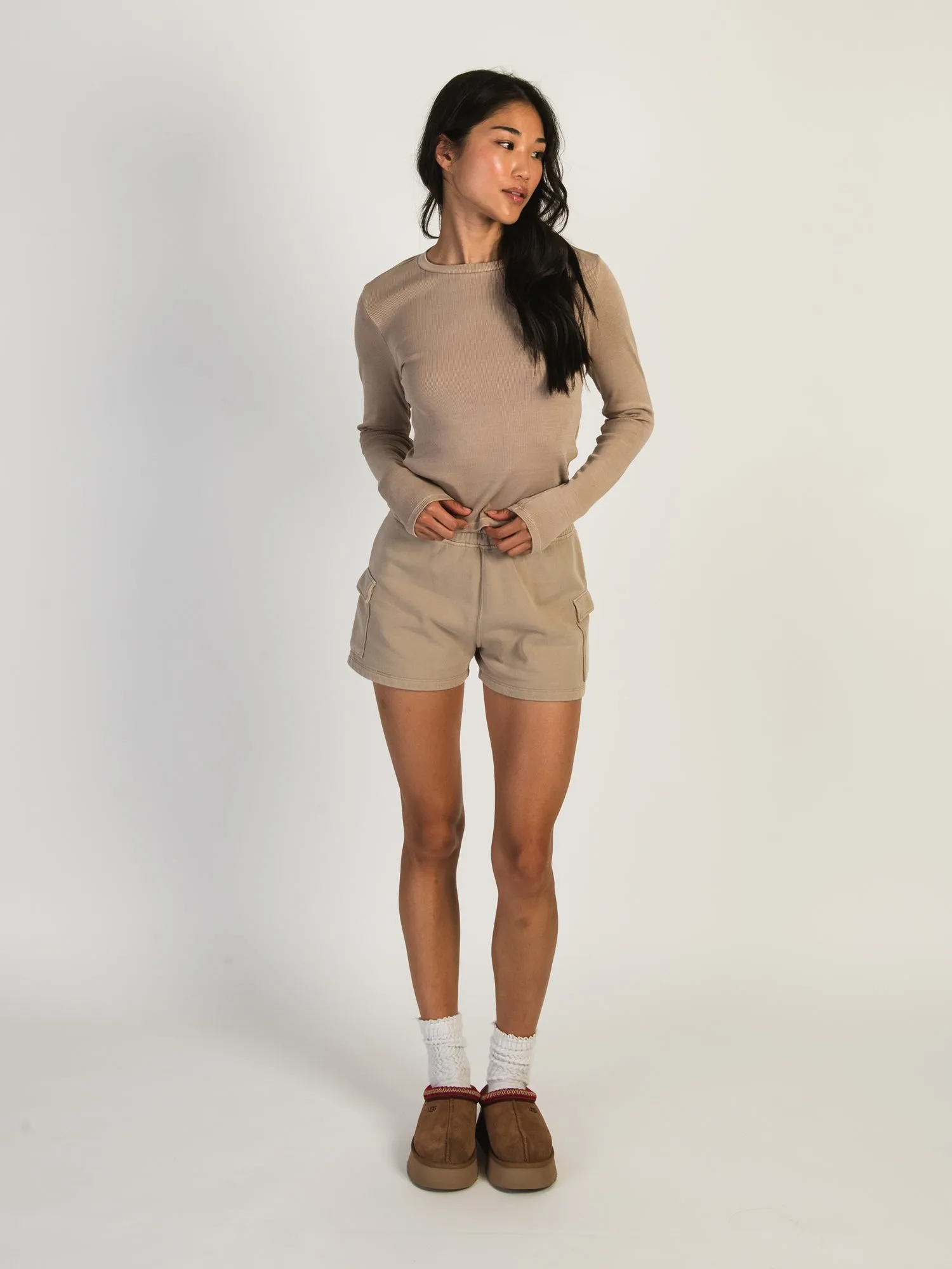 HARLOW HEIDI FLEECE CARGO SHORT - MOCHA - CLEARANCE sold by Boathouse product image thumbnail 2