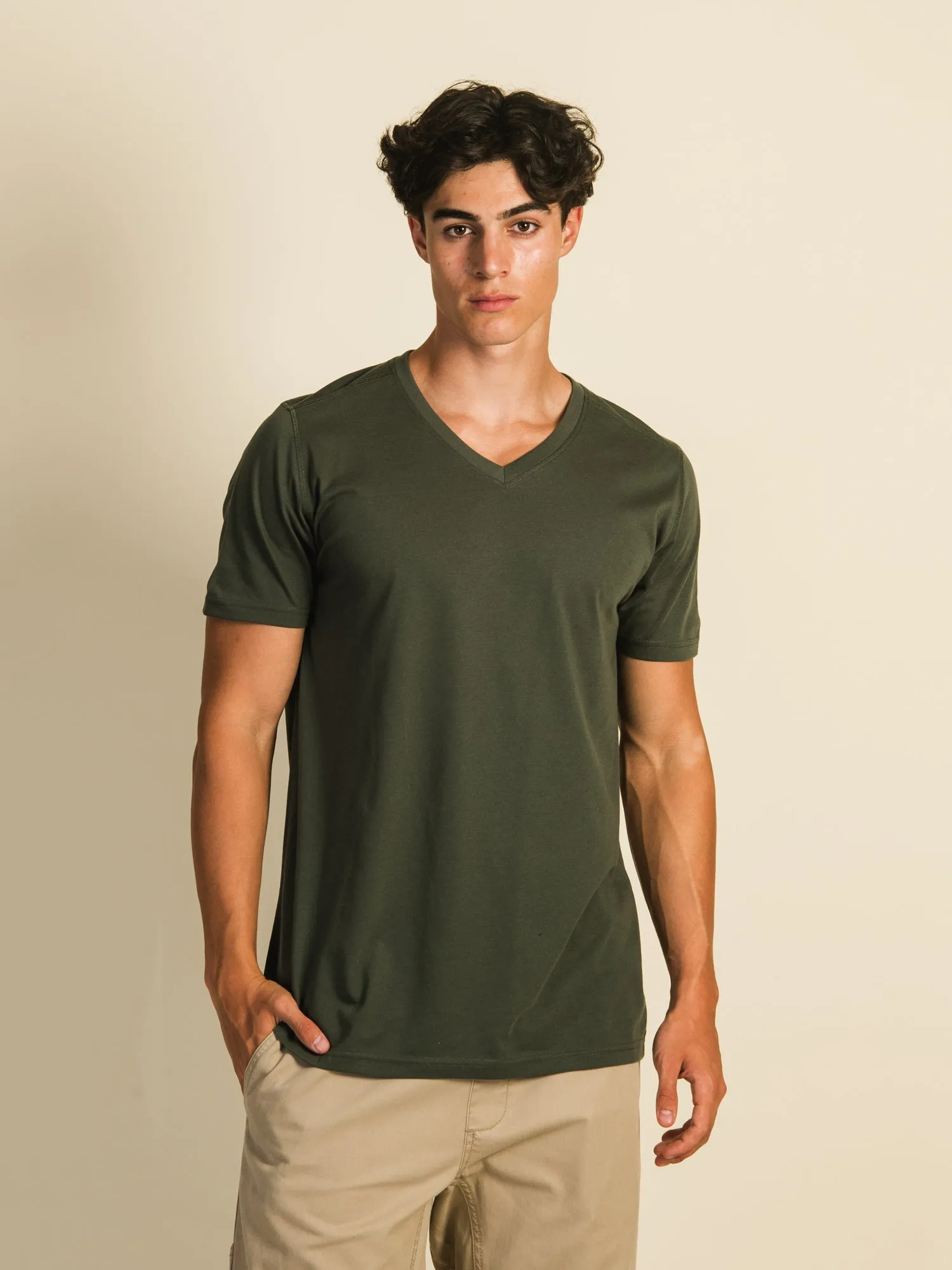 VICTOR V-NECK TEE - ARMY sold by Boathouse