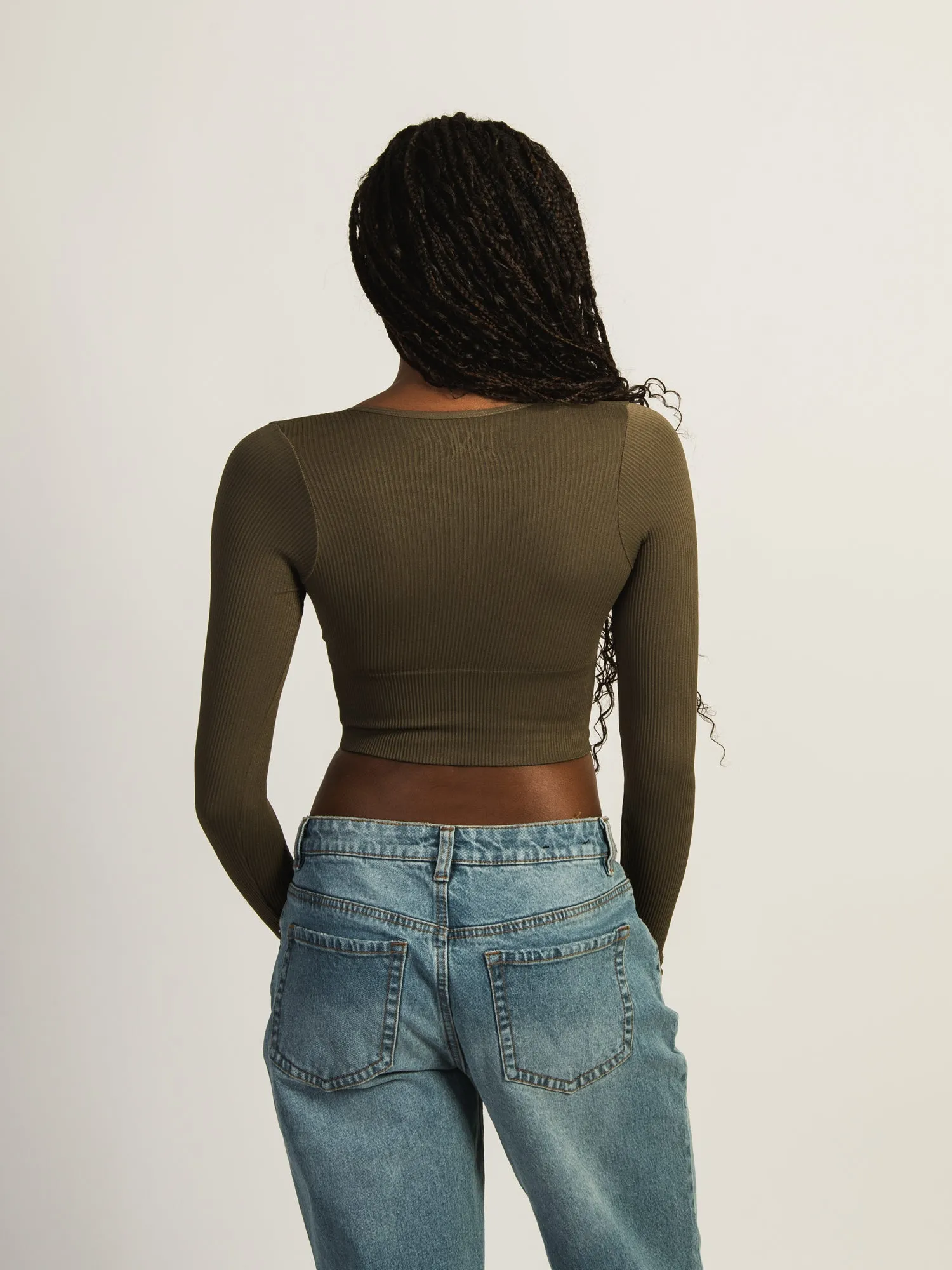HARLOW TORI VNECK LONG SLEEVE - ARMY - CLEARANCE sold by Boathouse product image thumbnail 3