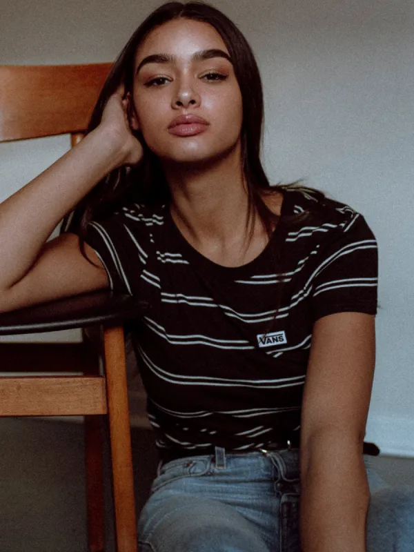 WOMENS SPACEY STRIPE SHORT SLEEVE TEE - B/W - CLEARANCE sold by Boathouse