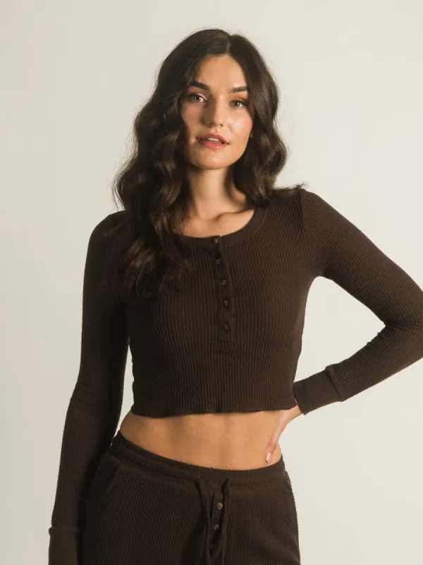 HARLOW WAFFLE LONG SLEEVE HENLEY - CLEARANCE sold by Boathouse