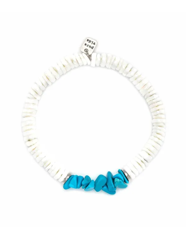PURA VIDA PUKA SHELL TURQ CHIP BRACELET - CLEARANCE sold by Boathouse