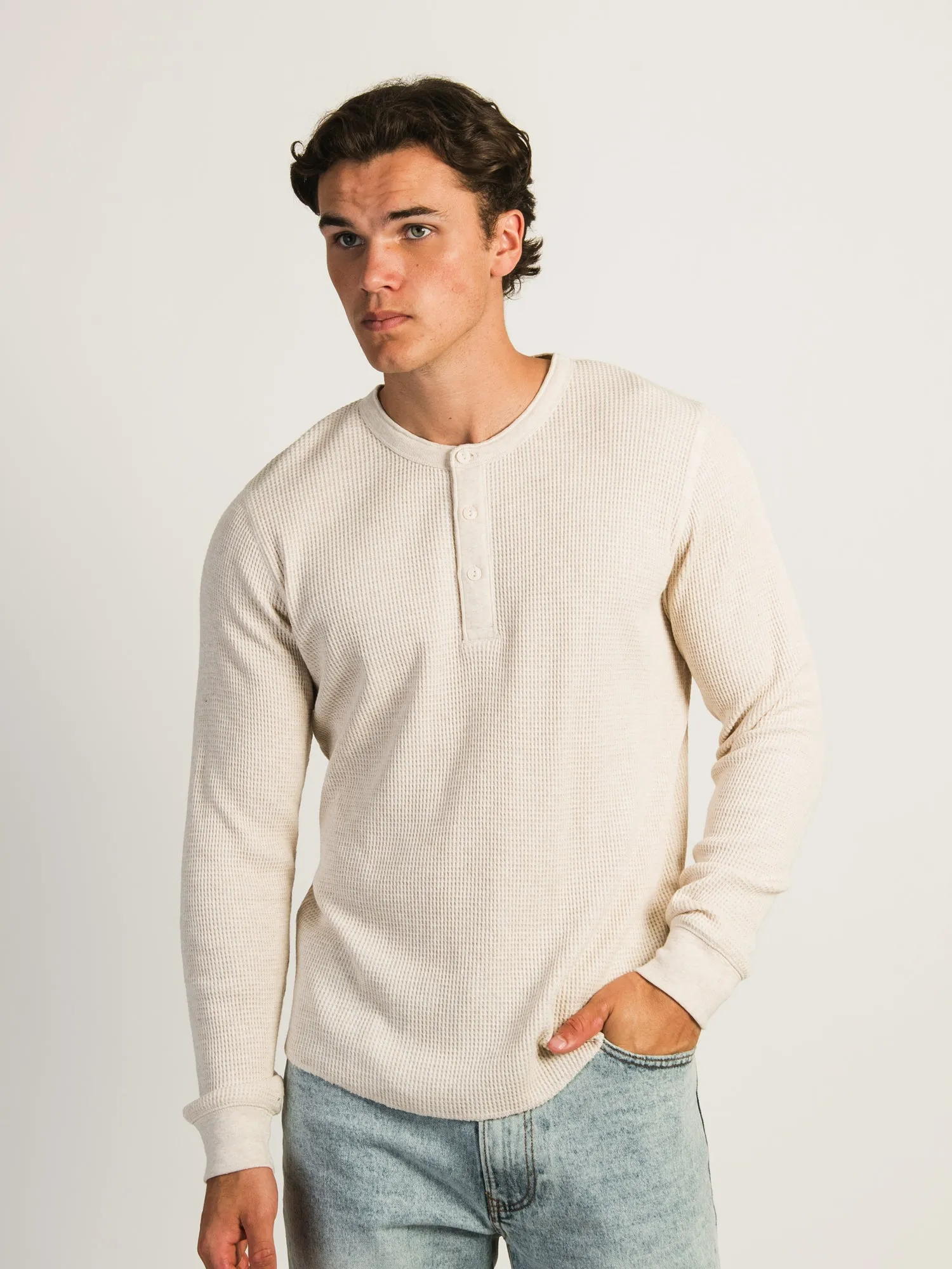 KOLBY WAFFLE HENLEY - OATMEAL sold by Boathouse