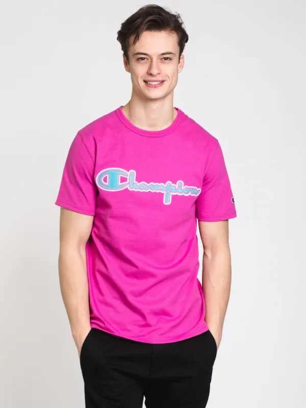 MENS HERITAGE CHNL SCRIPT SHORT SLEEVE T-PUR - CLEARANCE sold by Boathouse
