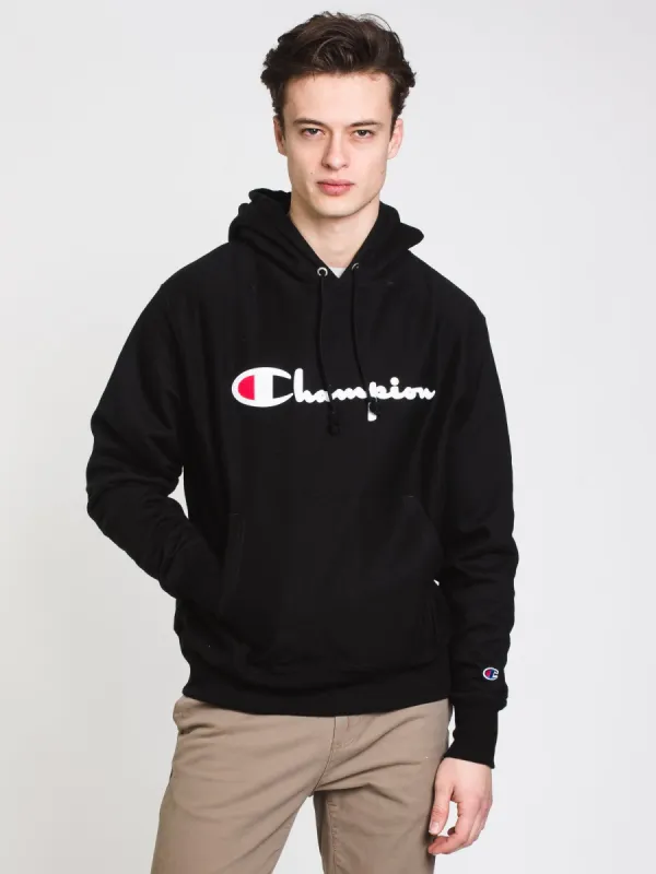 MENS RW EMBROIDERED SCRIPT PULLOVER HOODIE - BLACK - CLEARANCE made by Boathouse