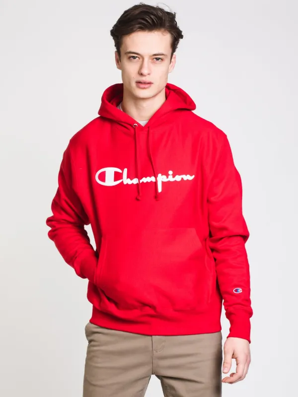 MENS RW EMBROIDERED SCRIPT PULLOVER HOODIE - RED - CLEARANCE made by Boathouse
