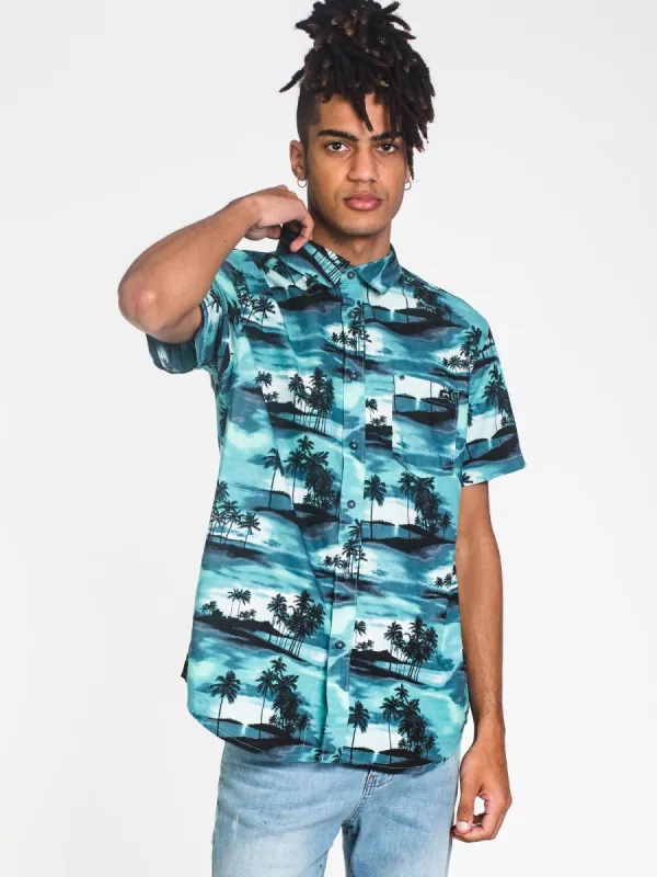 MENS SUNDAYS FLORAL SHORT SLEEVE WOVEN - AQUA - CLEARANCE made by Boathouse
