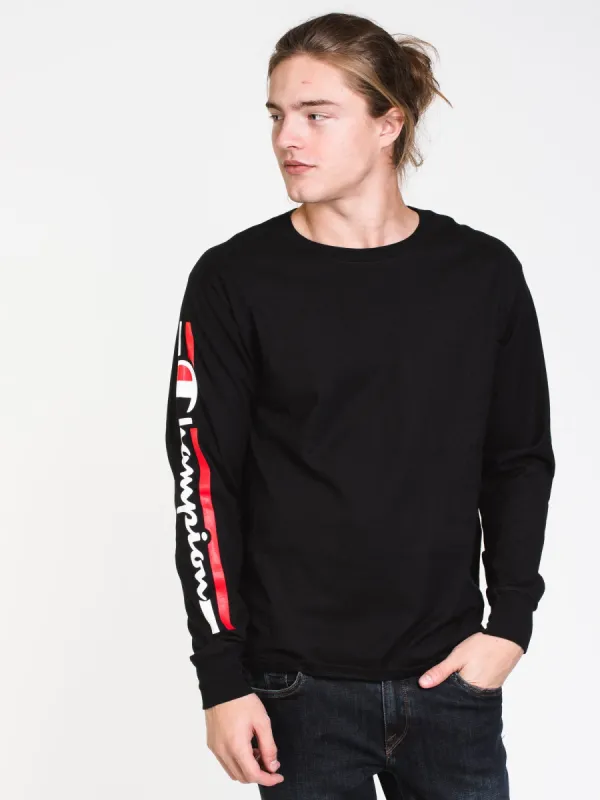MENS CLASSIC RACE SCRIPT LONG SLEEVE T-SHIRT-BLK - CLEARANCE sold by Boathouse