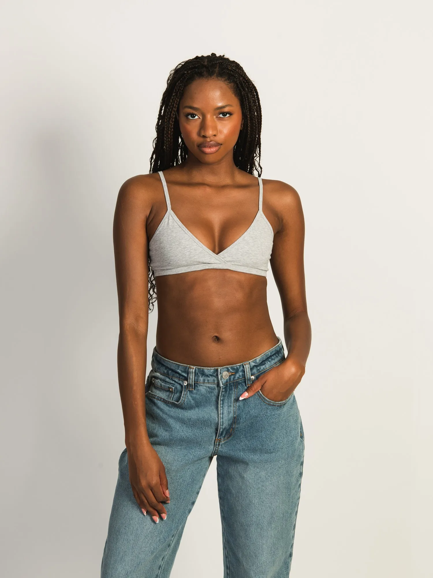 HARLOW CLASSIC MELANGE TRIANGLE BRALETTE - HEATHER GREY sold by Boathouse