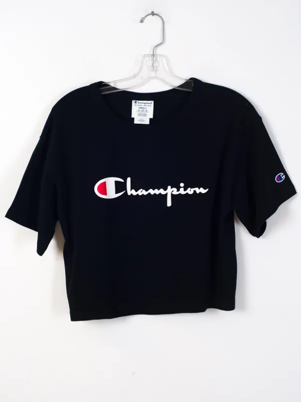 WOMENS CROP SCRIPT LOGO SHORT SLEEVE TEE - BLK - CLEARANCE sold by Boathouse