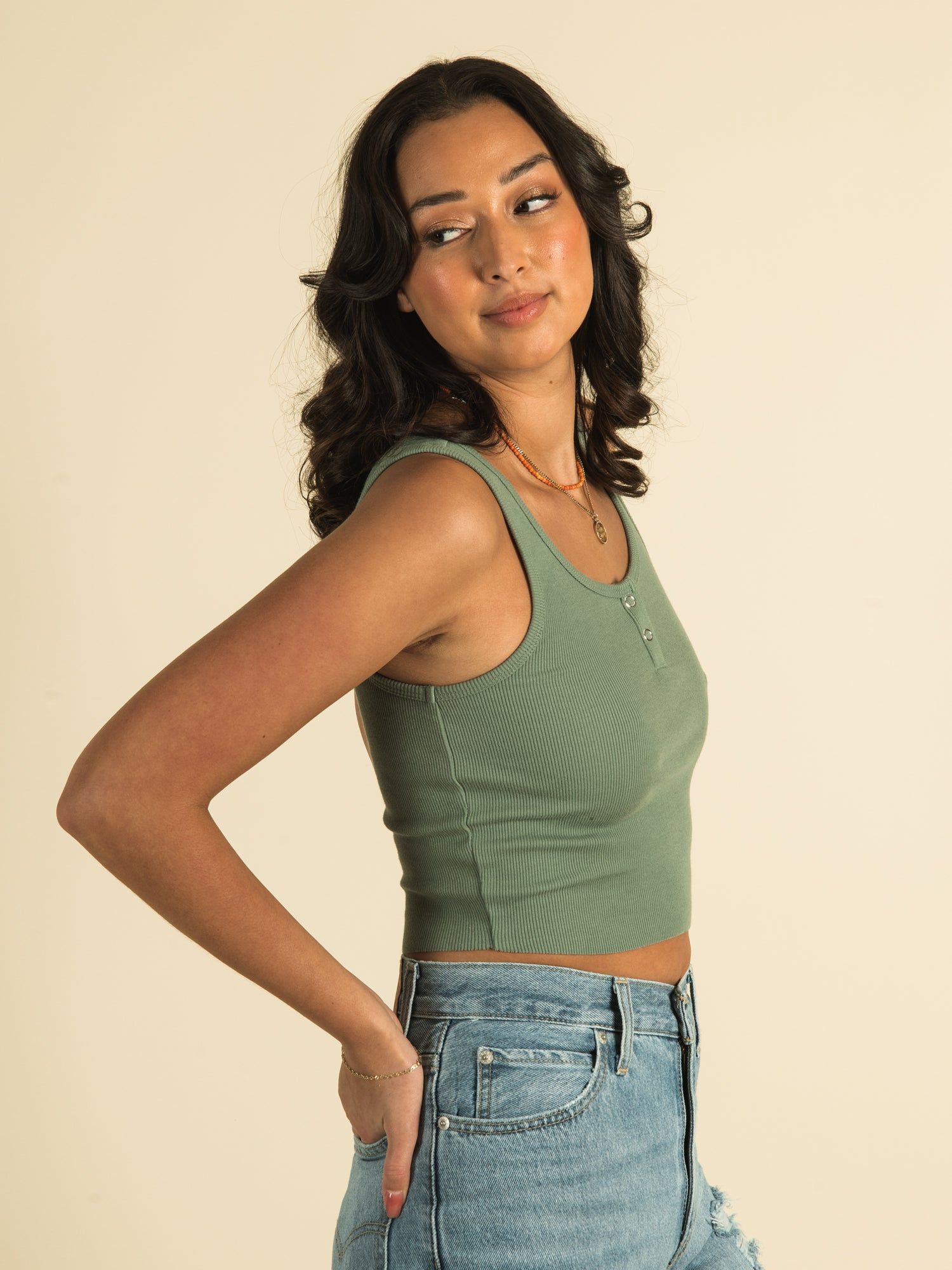 HARLOW SNAP HENLEY TANK TOP - CLEARANCE sold by Boathouse product image thumbnail 2