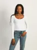 HARLOW ESSENTIAL LONG SLEEVE SCOOPNECK - WHITE sold by Boathouse