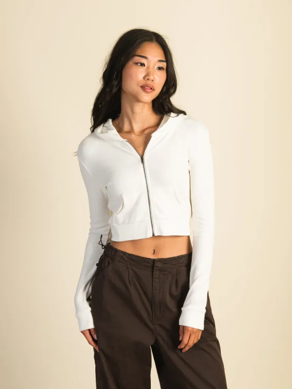 HARLOW ELLIE RIBBED ZIP UP - CREAM - CLEARANCE sold by Boathouse
