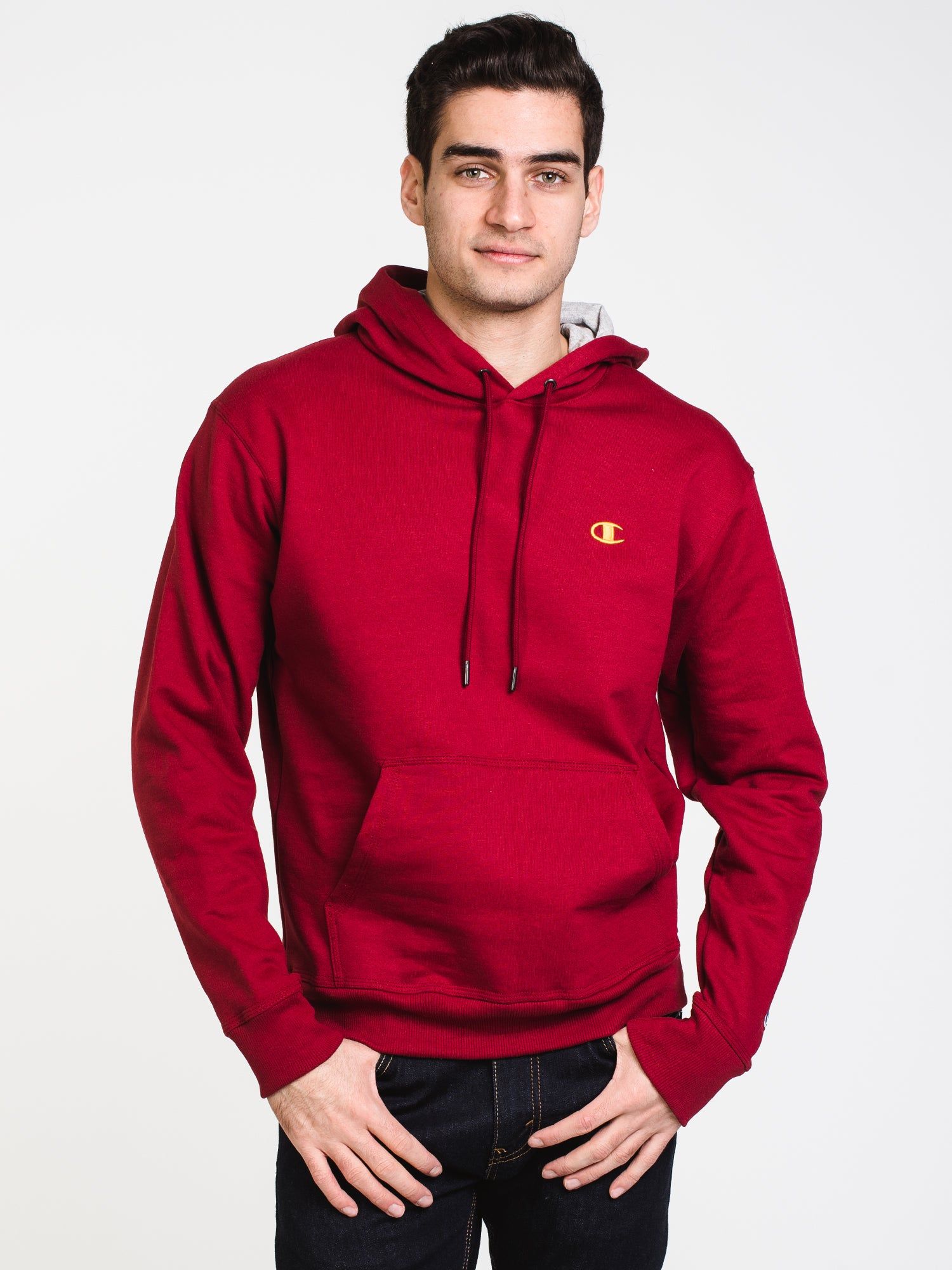 MENS COLOUR POP PULLOVER HOODIE - CHERRY/GLD - CLEARANCE sold by Boathouse
