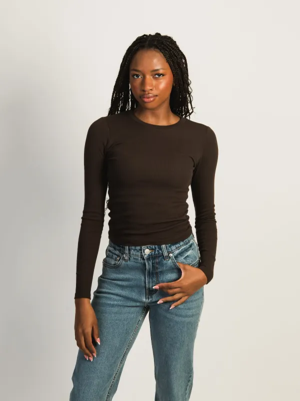 HARLOW ESSENTIAL LONG SLEEVE CREWNECK - CHOCOLATE sold by Boathouse