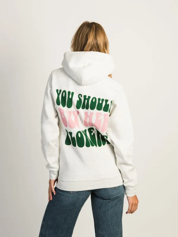 VERBAGE BUY HER FLOWERS HOODIE sold by Boathouse
