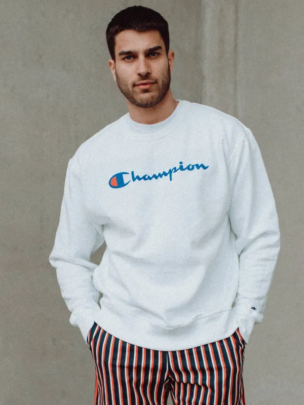 MENS GRAPHIC POWERBLEND CREW - WHT - CLEARANCE made by Boathouse
