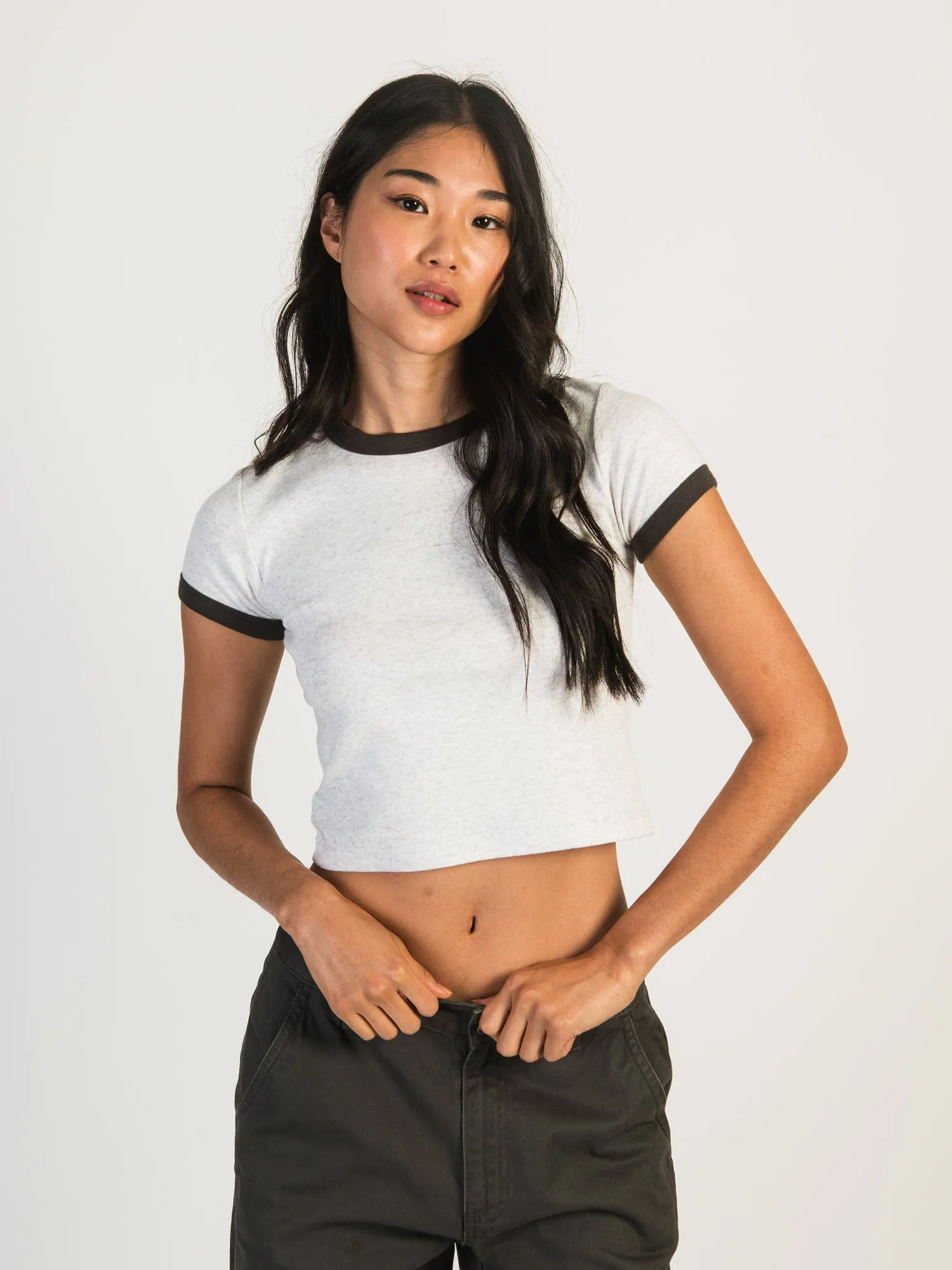 HARLOW CLARA SHORT SLEEVE RINGER TEE - CLOUD - CLEARANCE sold by Boathouse