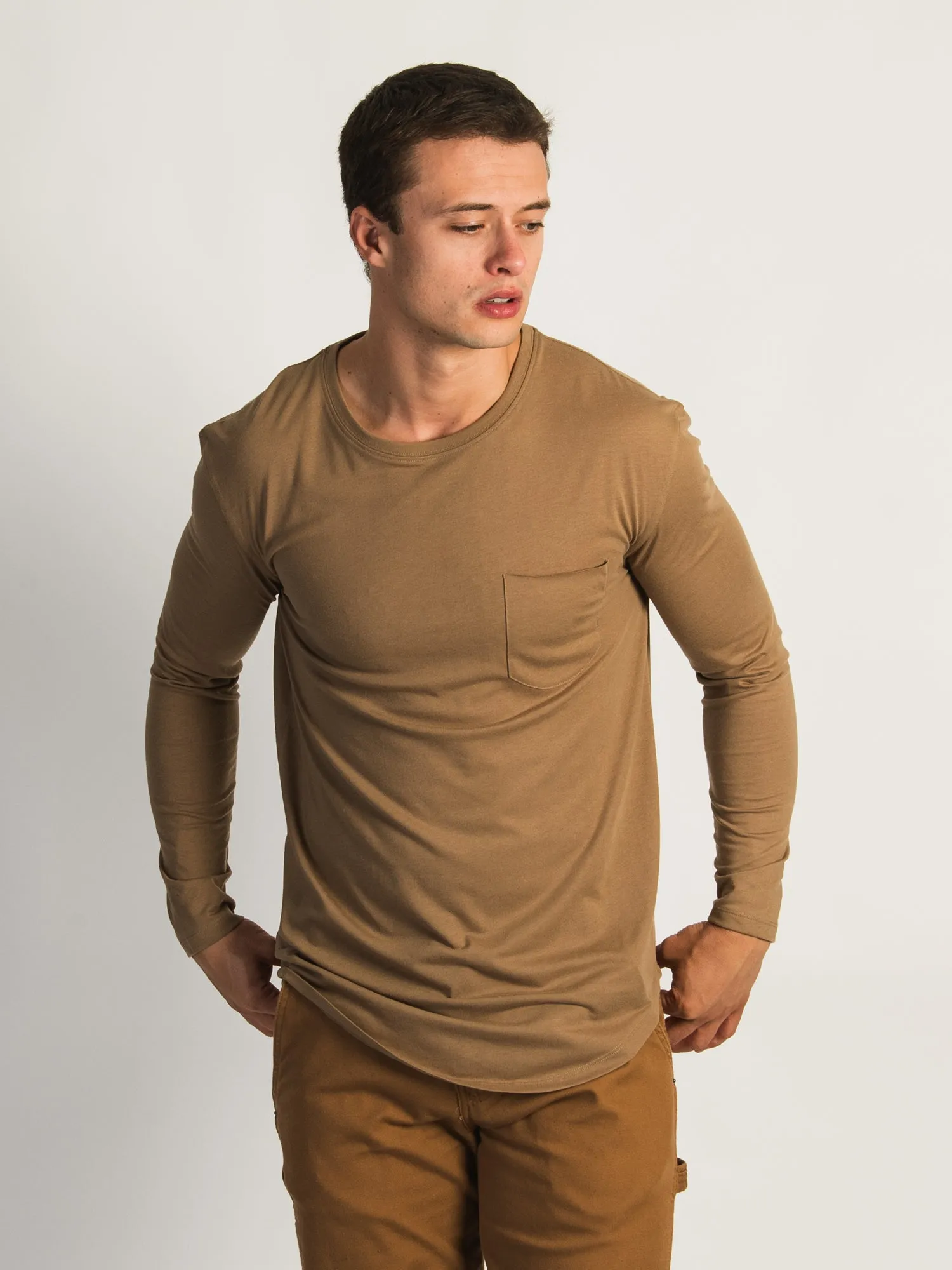 LONGLINE LONG SLEEVE TEE - BEIGE - CLEARANCE sold by Boathouse