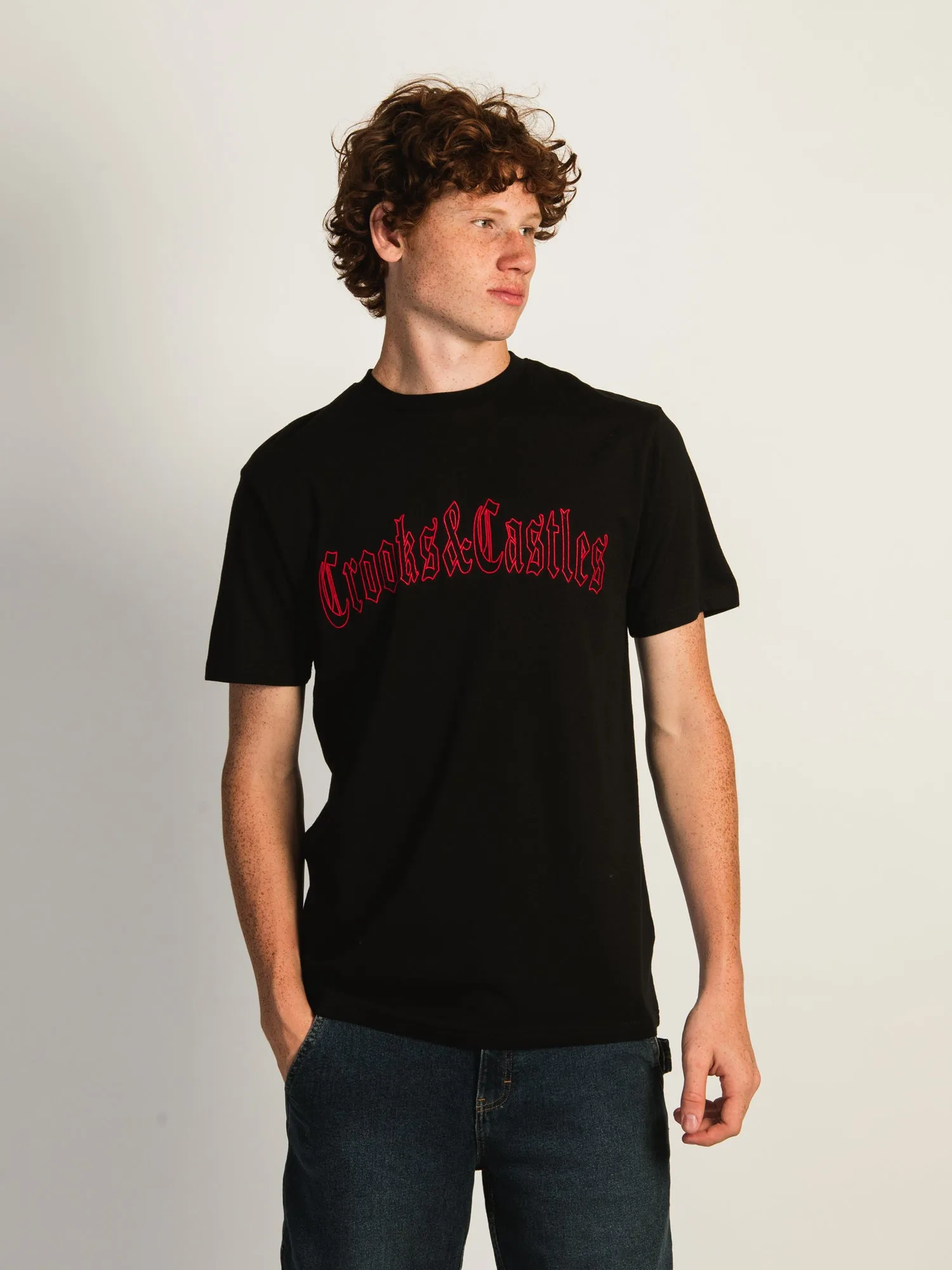 CROOKS & CASTLES GOTHIC EMBROIDERED T-SHIRT sold by Boathouse
