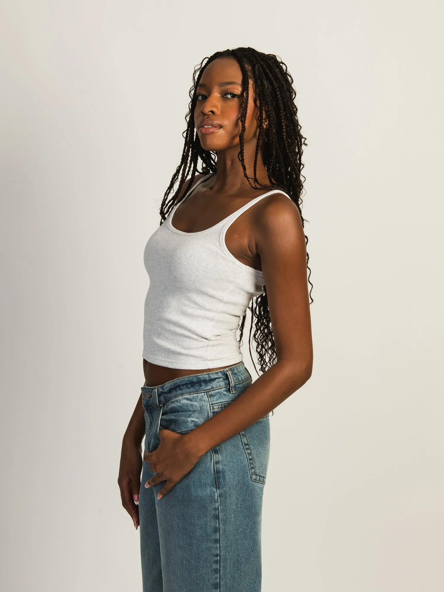 HARLOW ESSENTIAL RIBBED MELANGE TANK TOP - CLOUD sold by Boathouse product image thumbnail 2