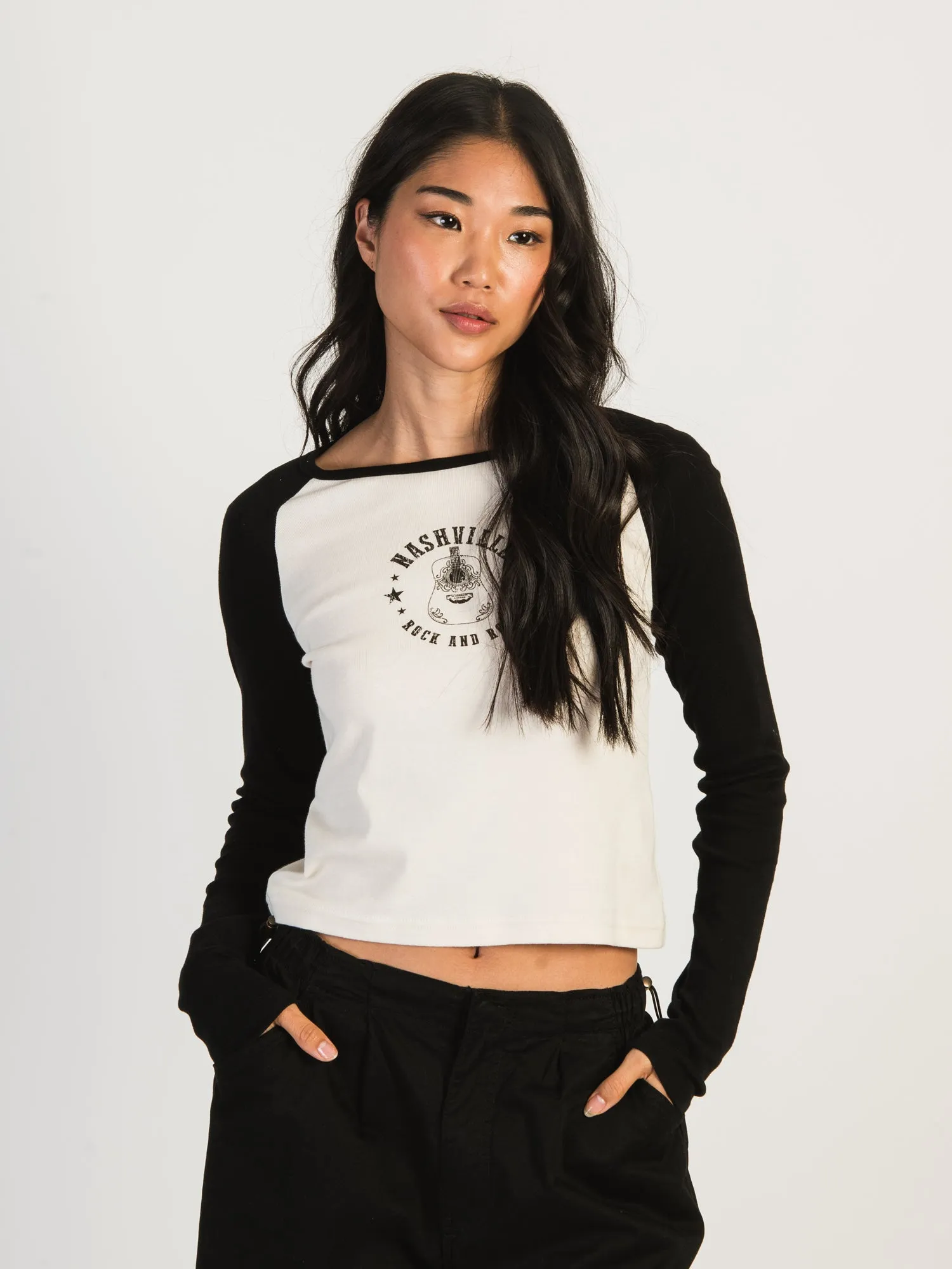 HARLOW BLAIR LONG SLEEVE RAGLAN - BLACK - CLEARANCE sold by Boathouse product image thumbnail 2