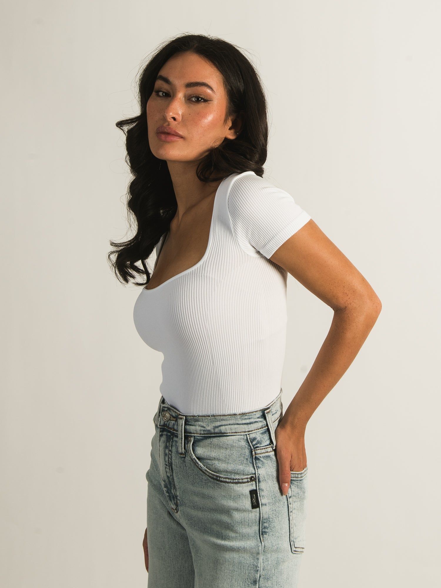 DYNAMIC SQUARE NECK T BODYSUIT - CLEARANCE sold by Boathouse product image thumbnail 2