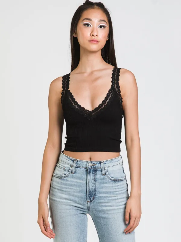 DYNAMIC LACE VNECK CROP RIB TANK sold by Boathouse