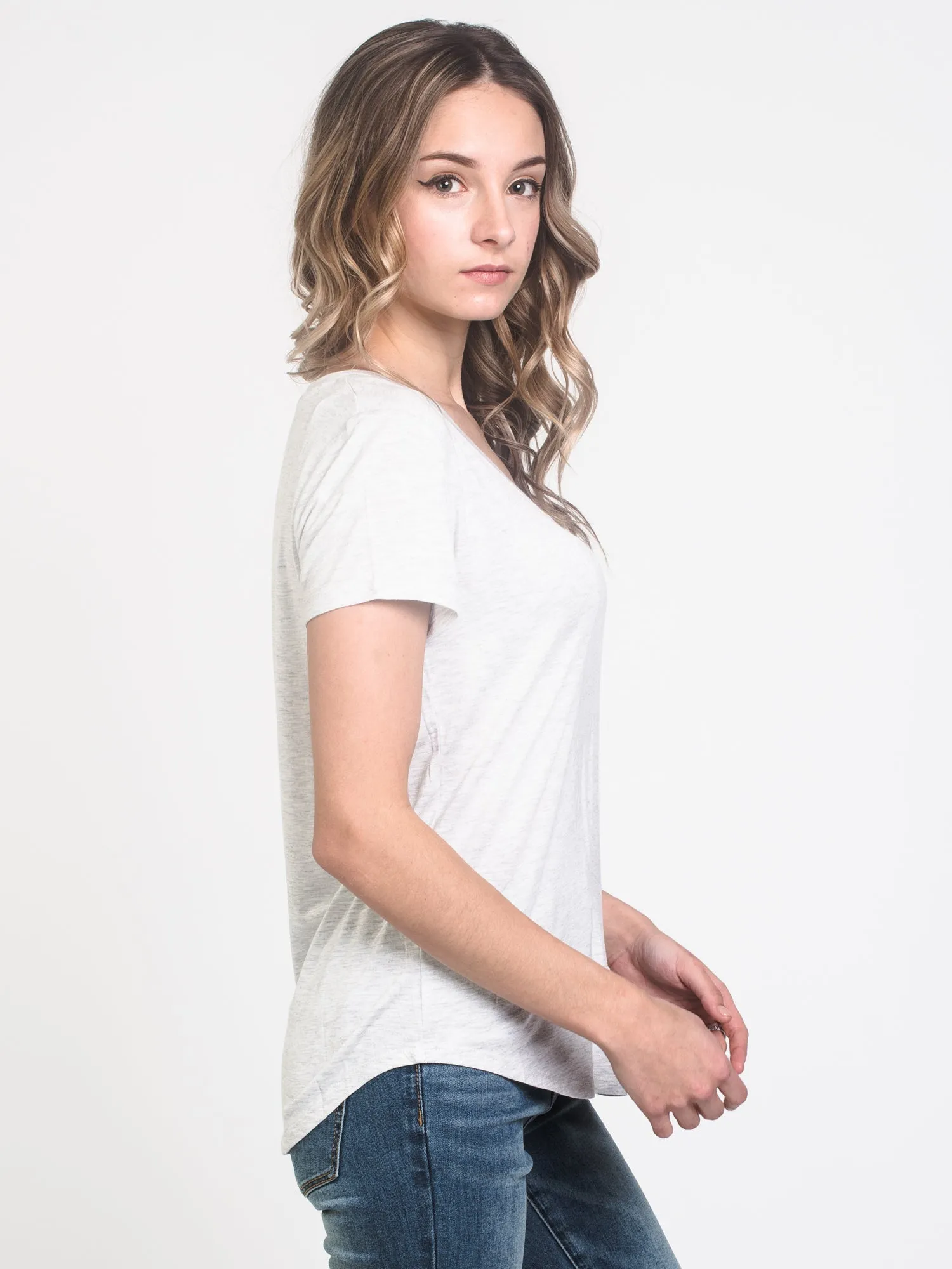HARLOW LIANNE V-NECK TEE - GREY MIX sold by Boathouse product image thumbnail 3