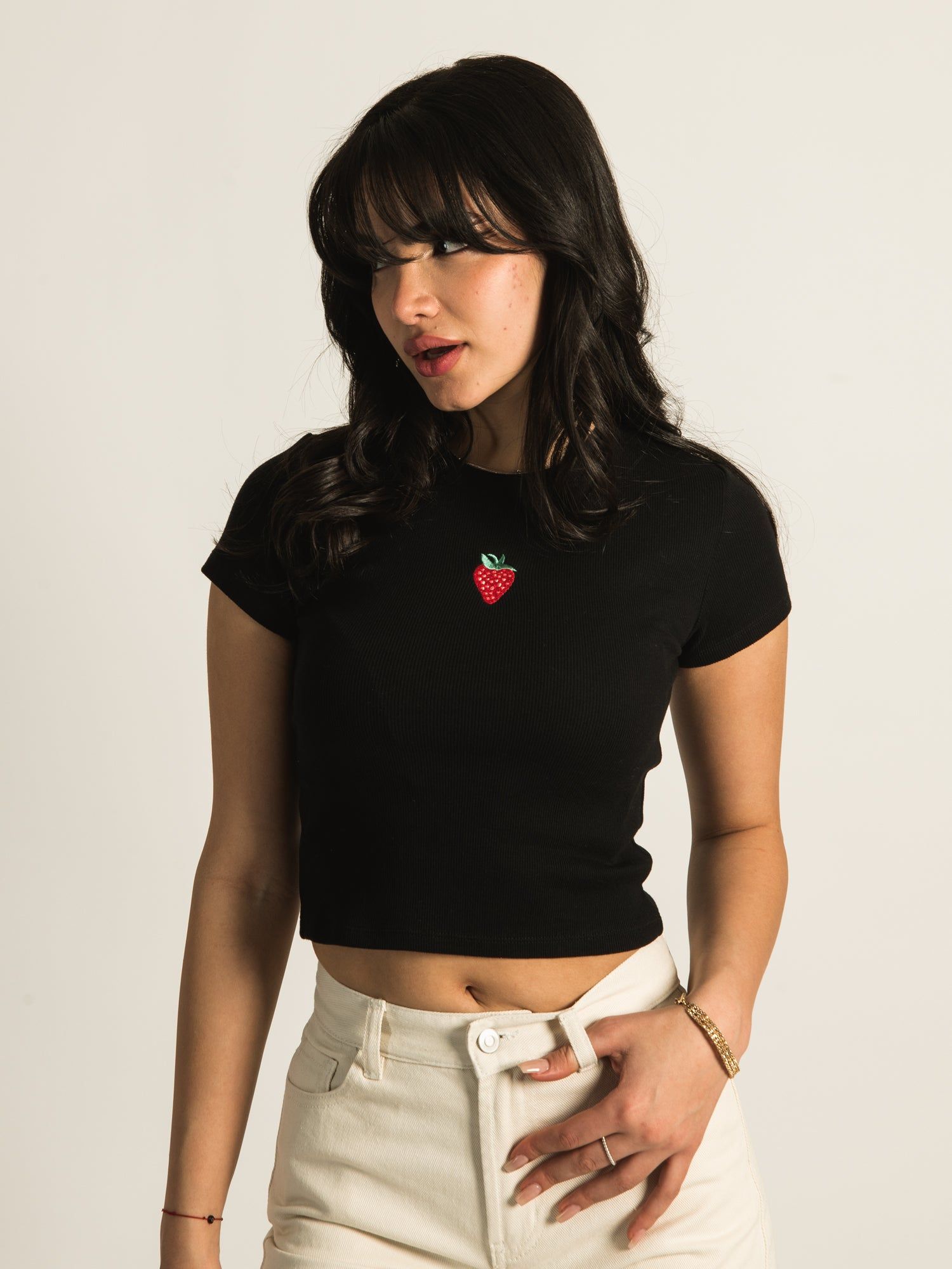 HARLOW RIBBED EMBROIDERED BABY TEE - CLEARANCE sold by Boathouse