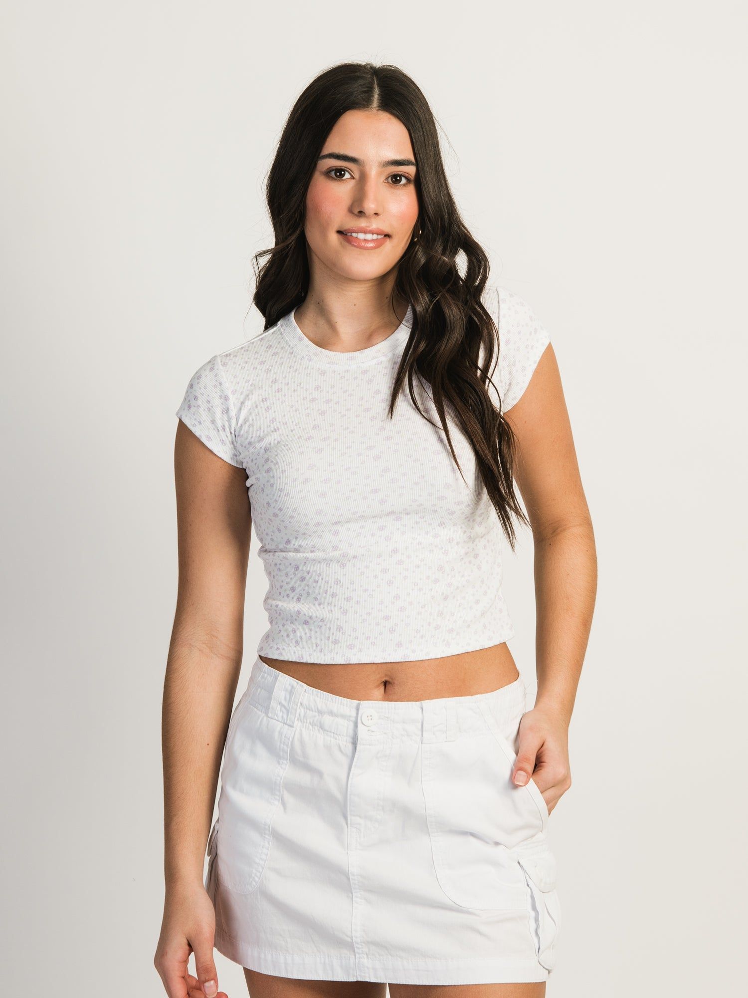 HARLOW DITSY RIBBED BABY TEE - LILAC sold by Boathouse