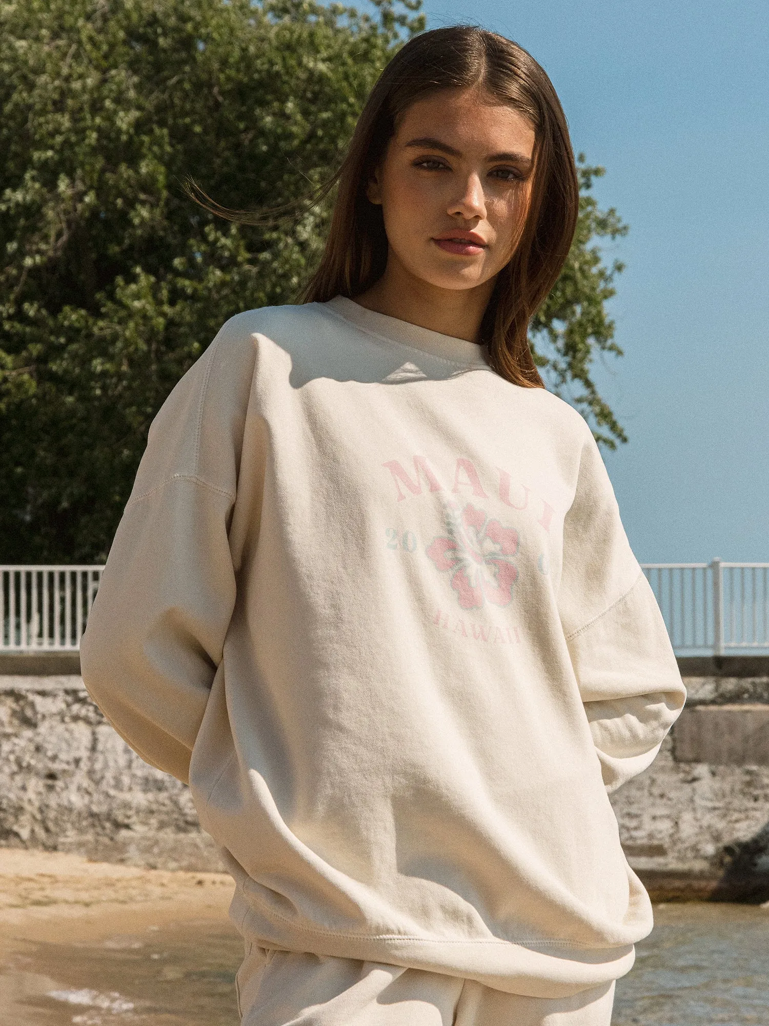 HARLOW MICHELLE PRINT CREWNECK - MAUI - CLEARANCE sold by Boathouse