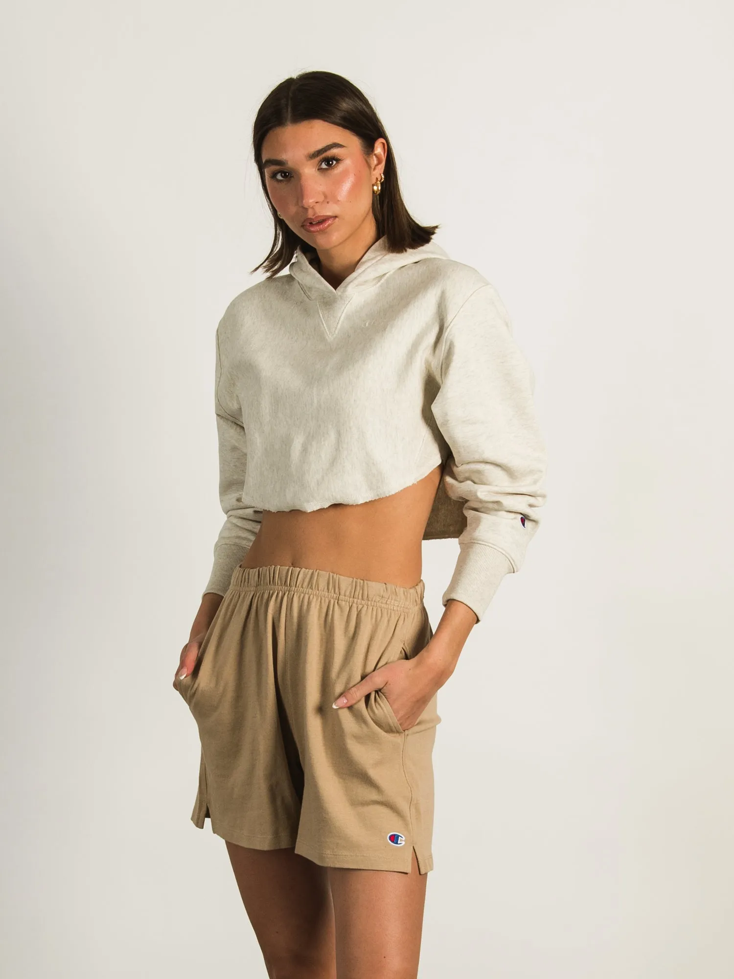 CHAMPION REVERSE WEAVE CROP CURVE HEM HOODIE sold by Boathouse product image thumbnail 3