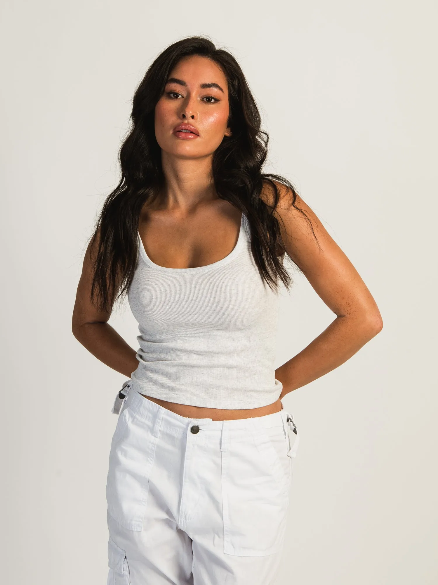 HARLOW SARAH MELANGE TANK - HEATHER CLOUD WHITE sold by Boathouse product image thumbnail 2