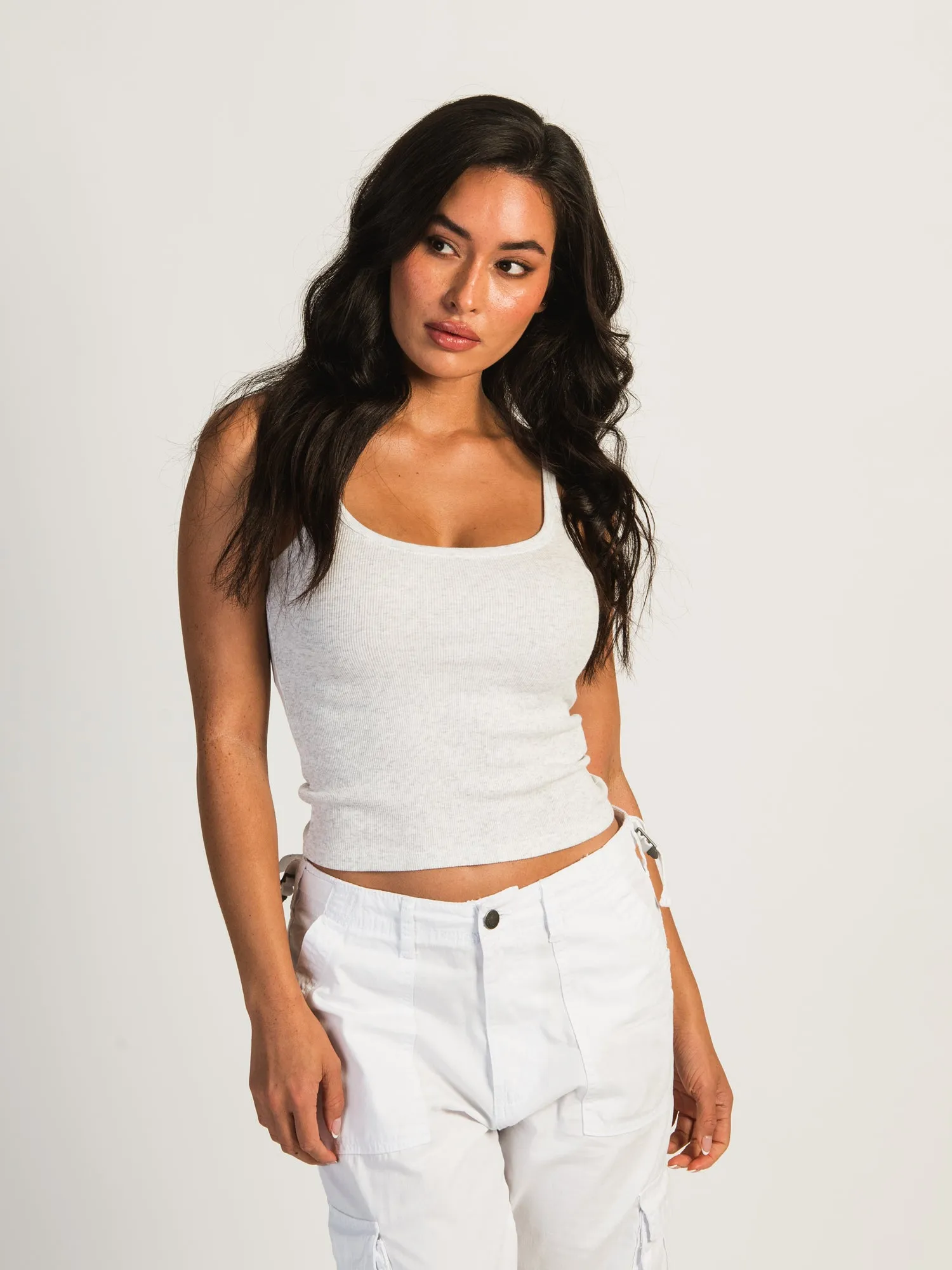 HARLOW SARAH MELANGE TANK - HEATHER CLOUD WHITE sold by Boathouse product image thumbnail 3