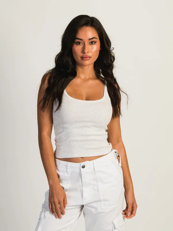 HARLOW SARAH MELANGE TANK - HEATHER CLOUD WHITE sold by Boathouse