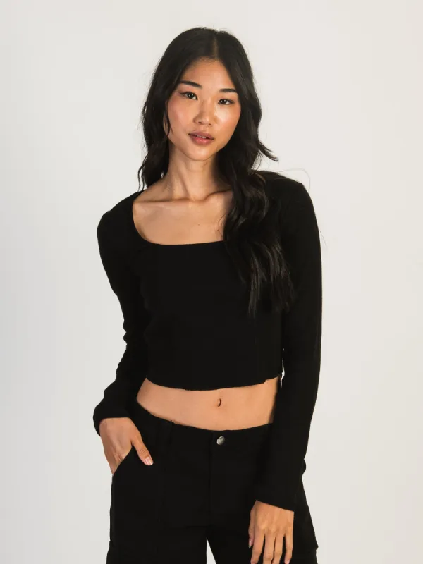 HARLOW SQUARE NECK LONGSLEEVE - BLACK - CLEARANCE sold by Boathouse
