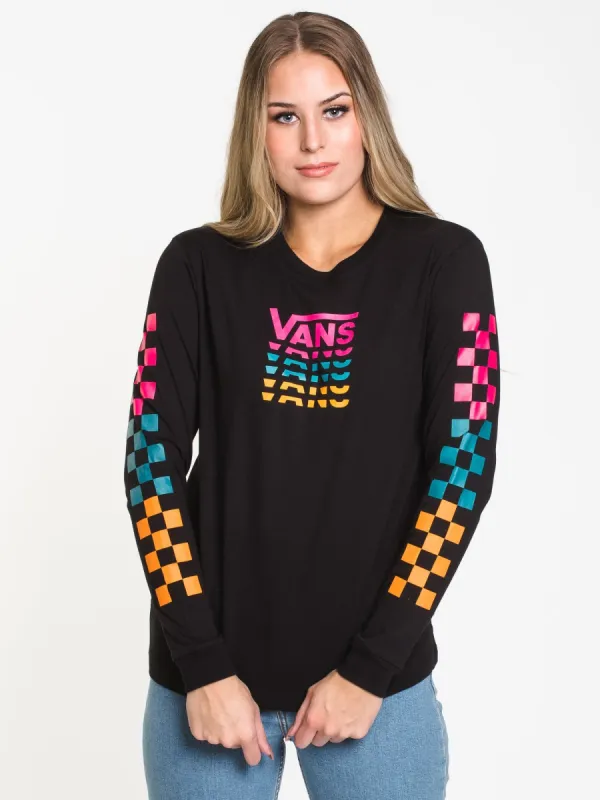 WOMENS WORD CHECK L/S TEE - BLACK - CLEARANCE sold by Boathouse