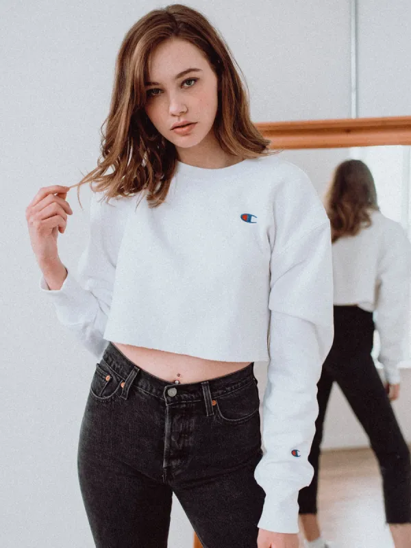 WOMENS RW CROP CUTOFF CREW - WHITE - CLEARANCE sold by Boathouse